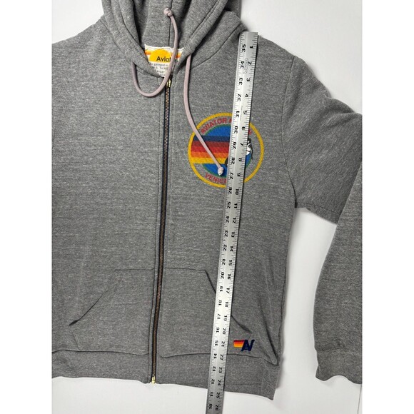 Aviator Nation Zip Up Hoodie Medium Gray Venice Ca Rainbow Logo Made in USA - Picture 10 of 13